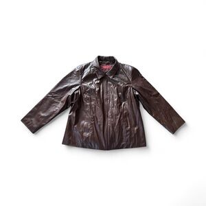 MM Essentials By Mark Mattis Faux Leather Jacket Size 22/24 Chocolate Brown